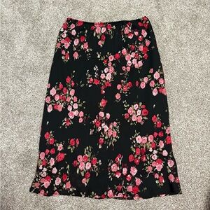 Byer California Black and Red Floral Midi Skirt